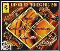 Haiti 2006 Ferrari Cars 1980-1990 perf sheetlet containing 4 diamond shaped values cto used, stamps on cars, stamps on ferrari, stamps on racing cars, stamps on  f1 , stamps on formula 1