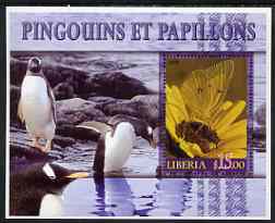 Liberia 2006 Butterflies & Penguins #1 perf m/sheet cto used, stamps on birds, stamps on penguins, stamps on butterflies