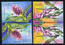 Belarus 2006 Orchids perf set of 2 values each in tete-beche pairs unmounted mint, stamps on , stamps on  stamps on flowers, stamps on  stamps on orchids