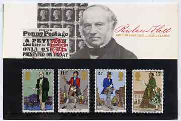 Great Britain 1979 Death Centenary of Sir Rowland Hill set of 4 in official presentation pack, stamps on rowland hill, stamps on postal, stamps on postman, stamps on death