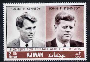 Ajman 1968 Fighters for Human Rights perf 2R The Kennedys unmounted mint, Mi 299, stamps on , stamps on  stamps on kennedy, stamps on  stamps on personalities