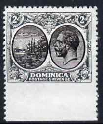 Dominica 1923-33 KG5 Badge 2d black & grey imperf between stamp and margin being a 'Hialeah' forgery on gummed paper (as SG 76var), stamps on , stamps on  stamps on ships, stamps on  stamps on  kg5 , stamps on  stamps on , stamps on  stamps on forgery, stamps on  stamps on forgeries