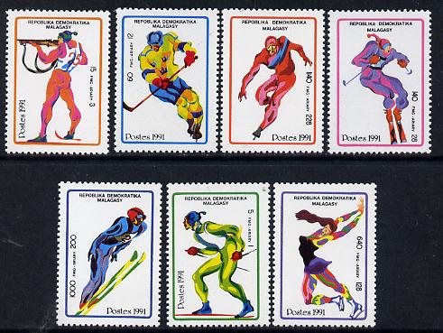 Malagasy Republic 1991 Albertville Winter Olympics 2nd issue unmounted mint set of 7, SG 862-68, stamps on , stamps on  stamps on sport     olympics