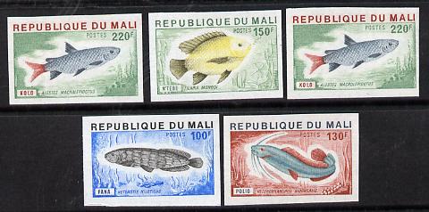 Mali 1976 Fish imperf set of 5, as SG 544-48, stamps on , stamps on  stamps on fish     marine-life