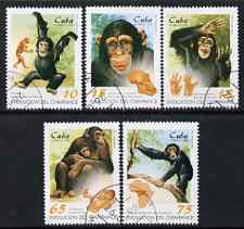 Cuba 1998 Evolution of the Chimpanzee perf set of 5 fine cto used, SG 4255-59, stamps on , stamps on  stamps on animals, stamps on  stamps on apes