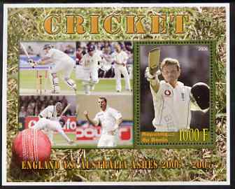 Benin 2006 Cricket (England v Australia Ashes series) perf m/sheet #2 fine cto used, stamps on , stamps on  stamps on sport, stamps on  stamps on cricket