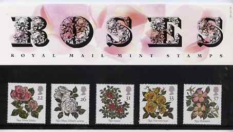 Great Britain 1991 World Congress of Roses set of 5 in official presentation pack, stamps on roses   flowers