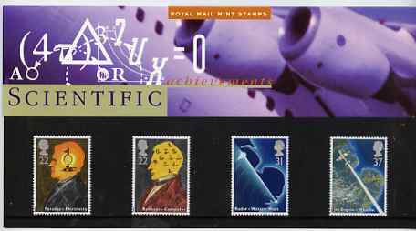 Great Britain 1991 Scientific Achievements perf set of 4 in official presentation pack, stamps on science, stamps on computers, stamps on radar, stamps on aviation, stamps on personalities, stamps on maths