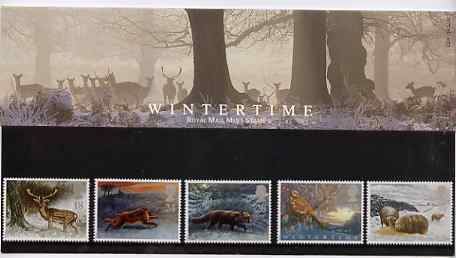 Great Britain 1992 The Four Seasons - Wintertime set of 5 in official presentation pack, stamps on , stamps on  stamps on animals   deer    fox    hare   sheep     dogs, stamps on  stamps on  fox , stamps on  stamps on foxes, stamps on  stamps on  