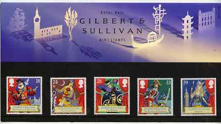 Great Britain 1992 Gilbert & Sullivan Operas set of 5 in official presentation pack, stamps on , stamps on  stamps on music, stamps on  stamps on operas, stamps on  stamps on entertainments