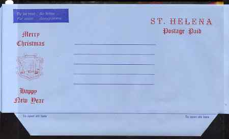 St Helena Postage paid 'Christmas' airletter sheet unused, folded along fold lines