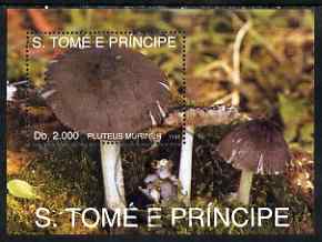St Thomas & Prince Islands 1993 Fungi (Pluteus murinus) perf m/sheet very fine cto used, stamps on fungi