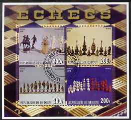 Djibouti 2006 Chess perf sheetlet containing 4 values very fine cto used, stamps on chess