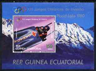 Equatorial Guinea 1980 Winter Olympics (Canadian 2-man Bob) perf souvenir sheet unmounted mint, stamps on , stamps on  stamps on olympics, stamps on  stamps on bob sled, stamps on  stamps on 