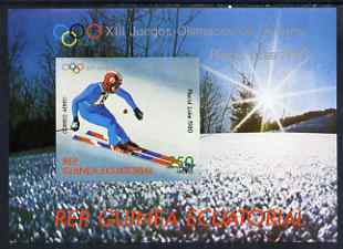 Equatorial Guinea 1980 Winter Olympics (Skiing) perf souvenir sheet unmounted mint, stamps on olympics, stamps on skiing