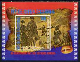 Equatorial Guinea 1976 USA Bicentenary (Lafayette) perf m/sheet, slight gum disturbance from backing paper, Mi BL 176, stamps on americana, stamps on personalities