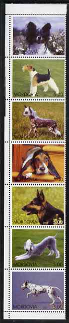 Mordovia Republic 2001 Dogs #03 perf set of 7 values complete unmounted mint, stamps on dogs, stamps on 
