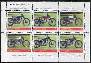 Chartonia (Fantasy) Trials Motorcycles perf sheetlet containing 6 values unmounted mint, stamps on , stamps on  stamps on cinderella, stamps on  stamps on motorbikes, stamps on  stamps on sport