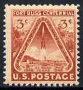 United States 1948 Fort Bliss Centenary 3c unmounted mint, SG 973, stamps on , stamps on  stamps on rockets, stamps on  stamps on space, stamps on  stamps on forts