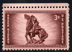 United States 1948 50th Anniversary of Organization of Rough Riders 3c unmounted mint, SG 970, stamps on , stamps on  stamps on horses, stamps on  stamps on statues