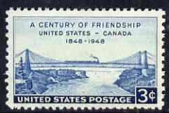 United States 1948 Centenary of Friendship between US & Canada 3c unmounted mint, SG 958, stamps on , stamps on  stamps on bridges, stamps on  stamps on railways, stamps on  stamps on civil engineering