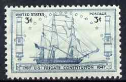 United States 1947 150th Anniversary of Launching of USS Constitution (Old Ironsides) 3c unmounted mint, SG 948, stamps on ships