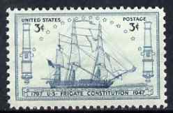 United States 1947 150th Anniversary of Launching of USS Constitution (Old Ironsides) 3c unmounted mint, SG 948, stamps on , stamps on  stamps on ships