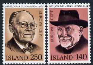 Iceland 1980 Europa (Writers) perf set of 2 unmounted mint, SG 586-87, stamps on europa, stamps on personalities, stamps on literature