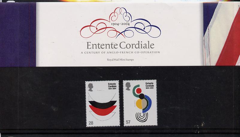 Great Britain 2004 Centenary of the Entente Cordiale set of 2 in official presentation pack unmounted mint SG 2439-44, stamps on , stamps on  stamps on constitutions, stamps on  stamps on lace