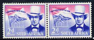 South Africa 1955 Voortrekker Covenant Celebrations 2d horiz pair unmounted mint SG 167, stamps on , stamps on  stamps on flags, stamps on  stamps on churches, stamps on  stamps on religion