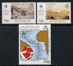 Ascension 1980 Royal Geographical Society perf set of 3 unmounted mint, SG 274-6, stamps on maps, stamps on ships, stamps on tortoise
