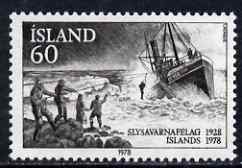 Iceland 1978 Life Saving Association 60k unmounted mint SG 567, stamps on rescue, stamps on lifeboats, stamps on ships