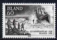 Iceland 1978 Life Saving Association 60k unmounted mint SG 567, stamps on , stamps on  stamps on rescue, stamps on  stamps on lifeboats, stamps on  stamps on ships