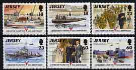 Jersey 1995 50th Anniversary of Liberation perf set of 6 unmounted mint SG 700-705, stamps on , stamps on  stamps on militaria, stamps on  stamps on ships, stamps on  stamps on  ww2 , stamps on  stamps on red cross