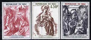 Mali 1978 Christmas (Works by Durer) perf set of 3 unmounted mint SG 668-70, stamps on , stamps on  stamps on christmas, stamps on  stamps on arts, stamps on  stamps on durer