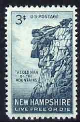 United States 1955 'The Old Man of the Mountain' 3c unmounted mint, SG 1070, stamps on , stamps on  stamps on rocks, stamps on  stamps on mountains, stamps on  stamps on minerals