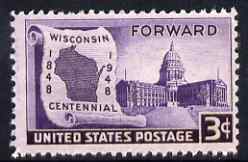 United States 1948 Centenary of Statehood of Wisconsin 3c unmounted mint, SG 954, stamps on , stamps on  stamps on constitutions