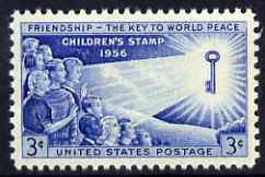 United States 1956 Childrens Friendship 3c unmounted mint, SG 1087, stamps on children, stamps on keys