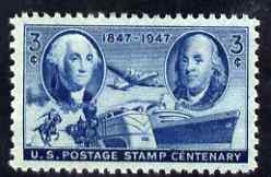 United States 1947 US Stamp Centenary 3c unmounted mint, SG 944, stamps on usa presidents, stamps on postal, stamps on railways, stamps on ships, stamps on postal