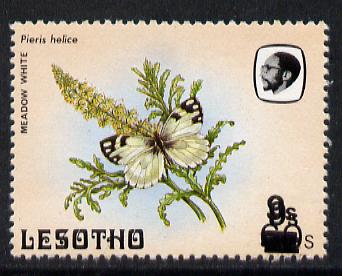 Lesotho 1986-88 Butterflies 9s on 60s Meadow White unmounted mint with surcharge doubled, SG 723a, stamps on , stamps on  stamps on butterflies