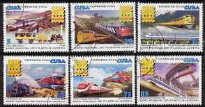 Cuba 2006 Belgica 06 Stamp Exhibition (Railways) perf set of 6 fine cto used, stamps on railways, stamps on stamp exhibitions