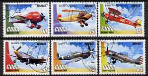 Cuba 2006 Aircraft perf set of 6 fine cto used SG 4961-6, stamps on , stamps on  stamps on aviation, stamps on  stamps on spitfire, stamps on  stamps on mustang, stamps on  stamps on  ww2 , stamps on  stamps on 