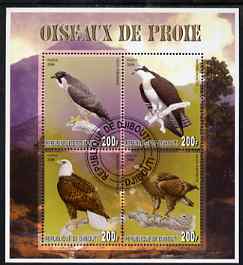 Djibouti 2006 Birds of Prey #2 perf sheetlet containing set of 4 fine cto used, stamps on birds, stamps on birds of prey