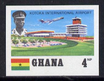 Ghana 1970 Kotoka Airport 4np (VC-10) imperf proof on unwatermark gummed paper ex De La Rue archives unmounted mint, as SG 564*, stamps on aviation, stamps on vc, stamps on airports