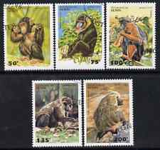 Benin 1995 Primates complete set of 5, SG 1292-96, Mi 638-42 cto used, stamps on , stamps on  stamps on animals     apes