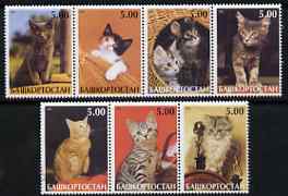 Bashkortostan 2001 Cats perf set of 7 values complete unmounted mint, stamps on , stamps on  stamps on cats