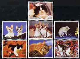 Mordovia Republic 2001 Domestic Cats perf set of 7 values complete unmounted mint, stamps on , stamps on  stamps on cats