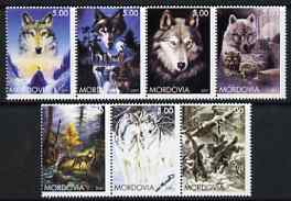 Mordovia Republic 2001 Wolves perf set of 7 values complete unmounted mint, stamps on , stamps on  stamps on dogs, stamps on  stamps on wolves