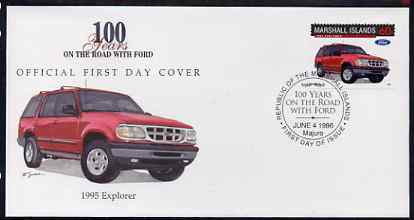 Marshall Islands 1996 Centenary of Ford Cars - 1995 Explorer on illustrated cover with special first day cancel, SG 719, stamps on cars, stamps on ford, stamps on 