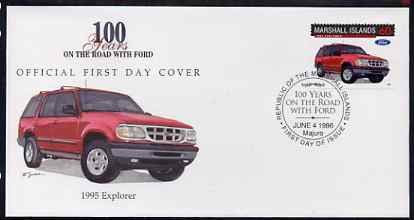 Marshall Islands 1996 Centenary of Ford Cars - 1995 Explorer on illustrated cover with special first day cancel, SG 719, stamps on , stamps on  stamps on cars, stamps on  stamps on ford, stamps on  stamps on 